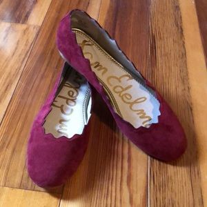 NWOT Red suede Sam Edelman flats never worn